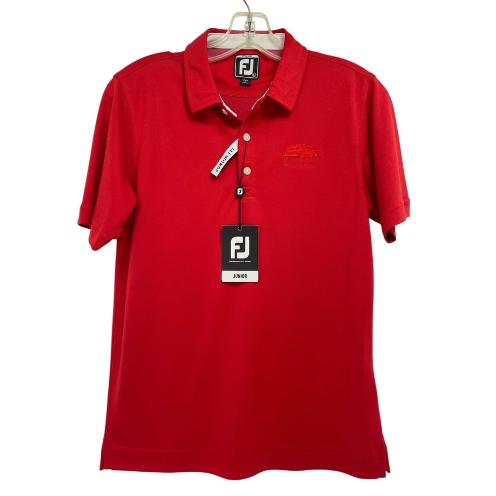 FJ Footjoy /pleastville C.C. Sz Large Junior Red Golf Polo Shirt (v39) NWTs